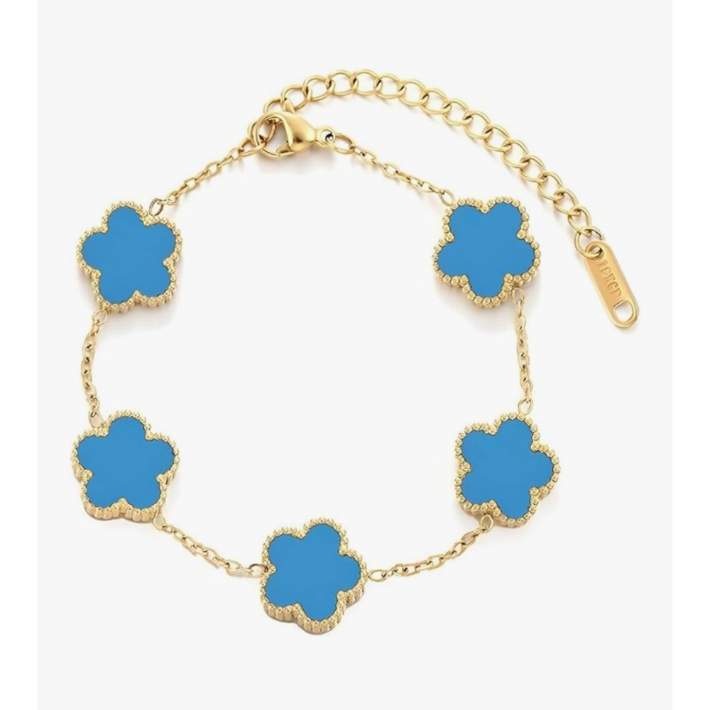 Blue Clover 18K Gold Plated Adjustable Bracelet
